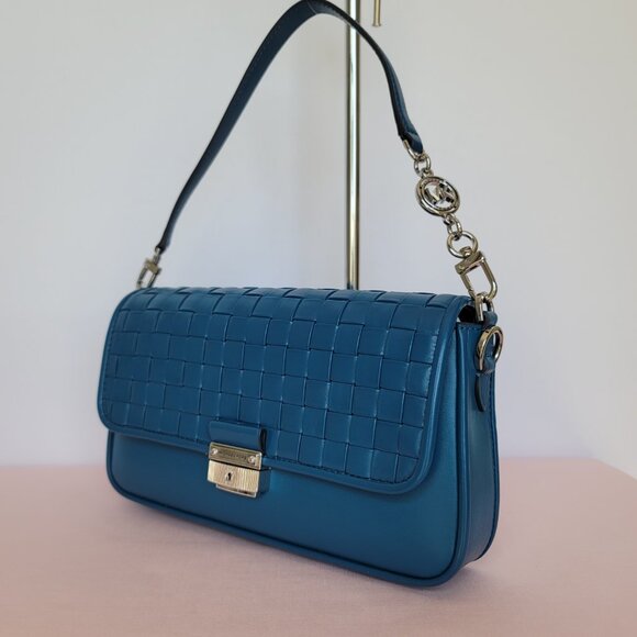 MICHAEL KORS Bradshaw Woven Smooth Leather Convertible Bag- Deep M.🎈⭐SALE $175. - Picture 5 of 16